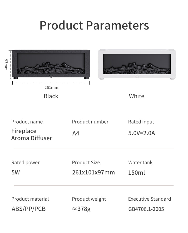 LED Fireplace Flame Humidifier & Aroma Diffuser